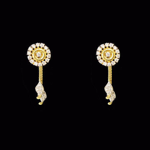 Glorious 18K Yellow Gold Floral Diamond Drop Earrings