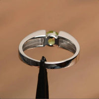 1.00 Ct Round Cut Green Peridot Bezel Set Solitaire Promise Ring 925 Sterling Silver