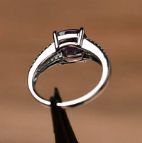 2.30 Ct Cushion Cut Purple Alexandrite 925 Sterling Silver Split Shank Engagement Ring