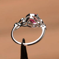 1.25 Ct Round Cut Pink Ruby 925 Sterling Silver Halo Promise Gift Ring