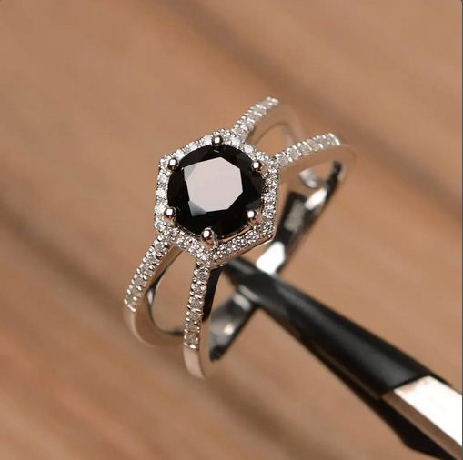 2.50 Ct Round Cut Black Diamond 925 Sterling Silver Halo Anniversary Gift Ring