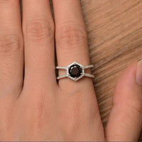 2.50 Ct Round Cut Black Diamond 925 Sterling Silver Halo Anniversary Gift Ring