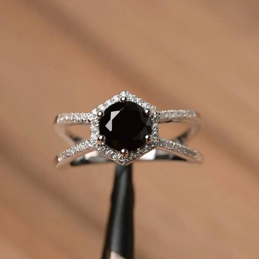 2.50 Ct Round Cut Black Diamond 925 Sterling Silver Halo Anniversary Gift Ring