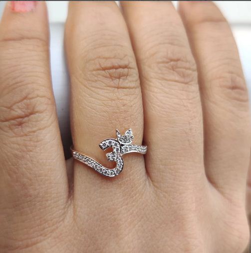 0.50 Ct Round Cut White CZ Rose Gold Over On 925 Sterling Silver Religious Om Ring