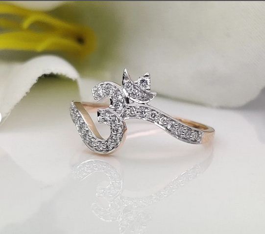 0.50 Ct Round Cut White CZ Rose Gold Over On 925 Sterling Silver Religious Om Ring