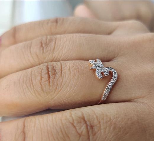 0.50 Ct Round Cut White CZ Rose Gold Over On 925 Sterling Silver Religious Om Ring