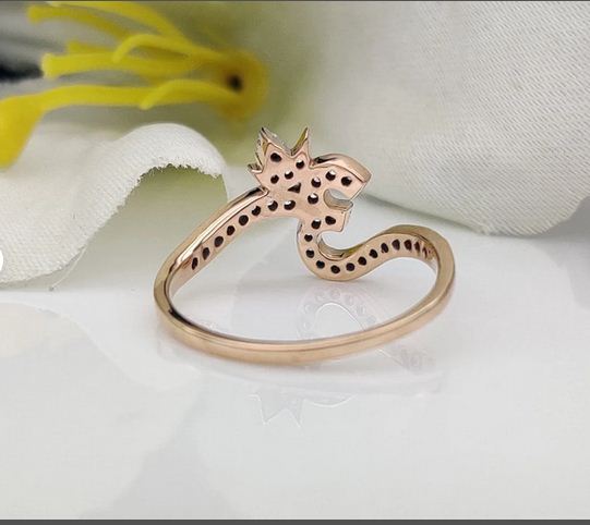 0.50 Ct Round Cut White CZ Rose Gold Over On 925 Sterling Silver Religious Om Ring