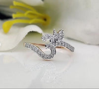 0.50 Ct Round Cut White CZ Rose Gold Over On 925 Sterling Silver Religious Om Ring