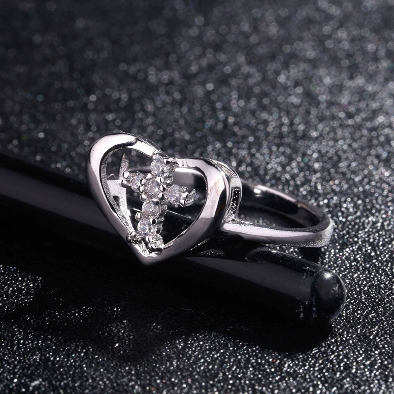 Diamond Heart Open Ring - Nuha Jewelers