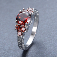 2.20 CT Round Cut Red Garnet Antique Vintage Engagement Ring 925 Sterling Silver