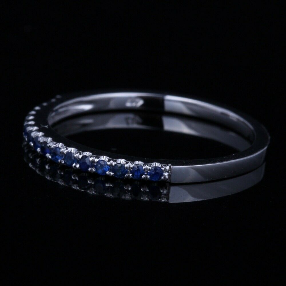 0.50 CT Round Cut Sapphire Diamond Anniversary Half Eternity Band Ring