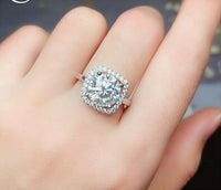 2 CT Round Cut Diamond Promise Halo Engagement Wedding Ring 925 Sterling Silver