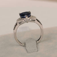 1 CT Heart Cut Blue Sapphire Diamond 925 Sterling Silver Engagement Ring For Women's.