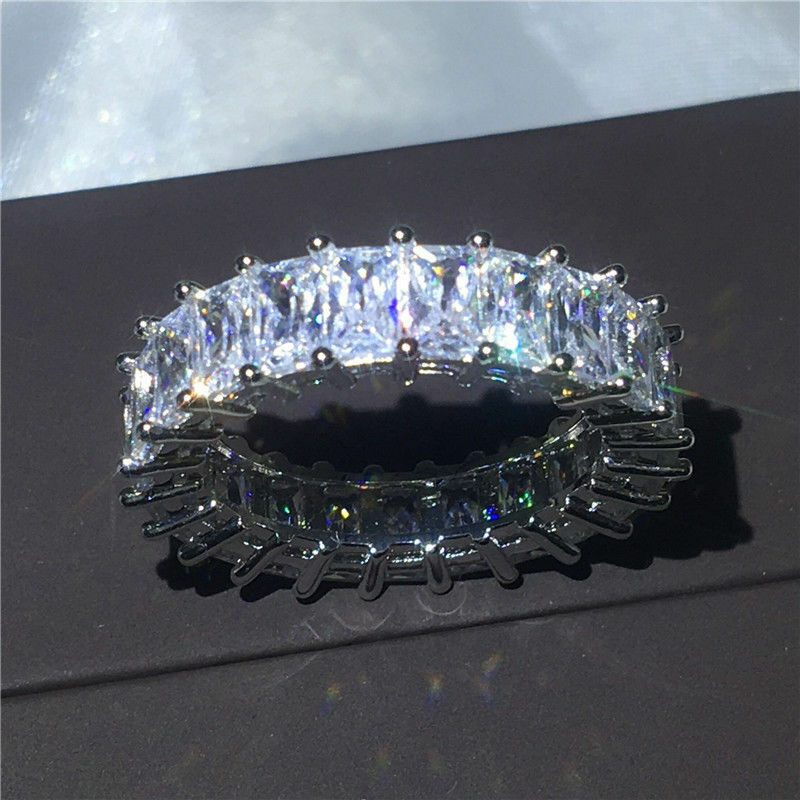 2 CT Emerald Cut Diamond  925 Sterling Sliver Engagement Wedding Band Ring