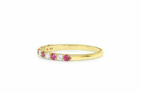 0.75 CT Red Ruby & CZ Diamond Yellow Gold Over On 925 Sterling Silver Half Eternity Band Ring