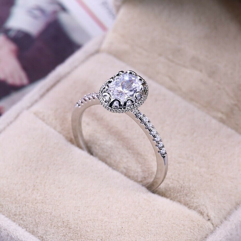 2.0 CT Oval Cut Solitaire Engagement Ring 925 Sterling Silver