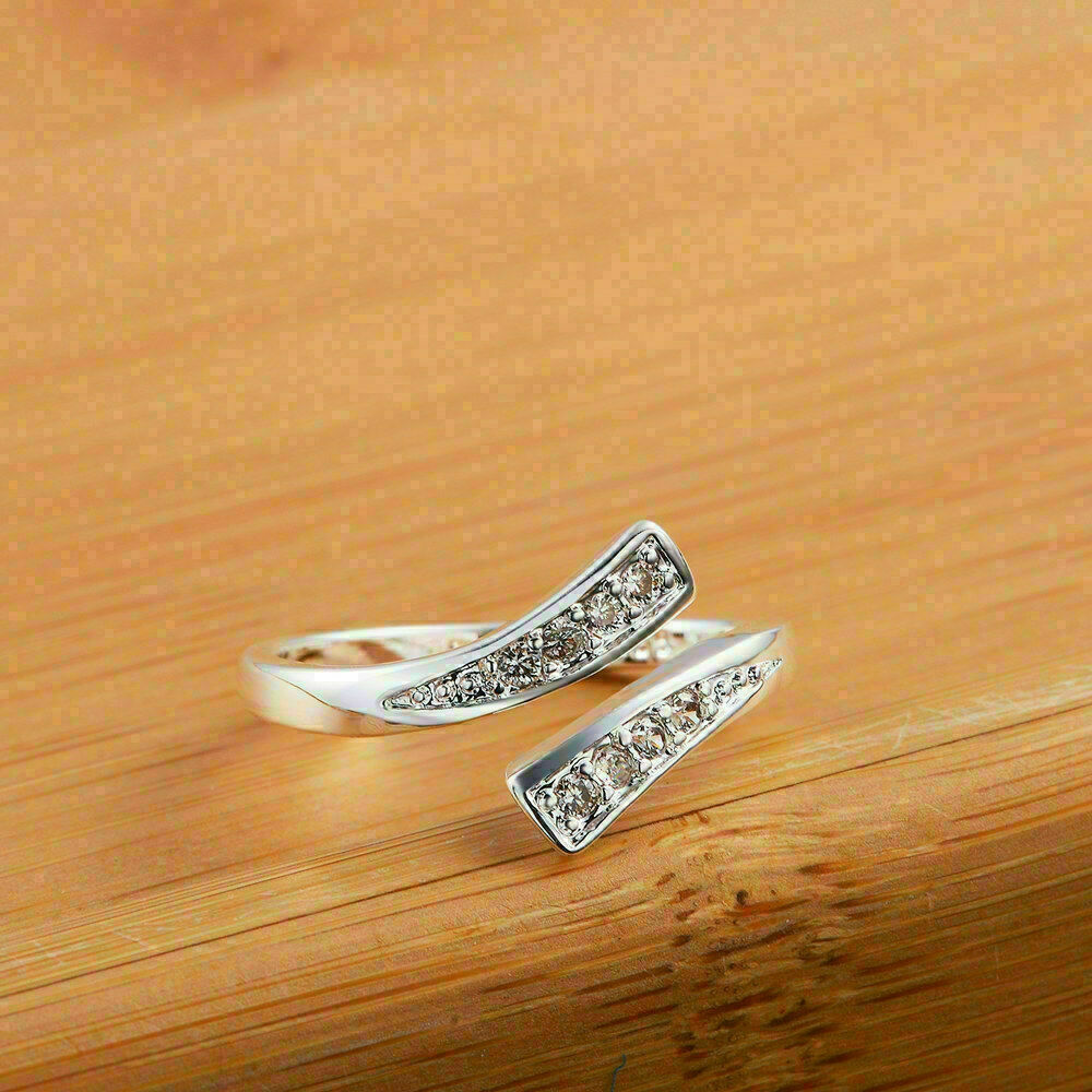 2 Ct Round Cut Diamond Bypass Women's Wedding Ring 925 Sterling Silver