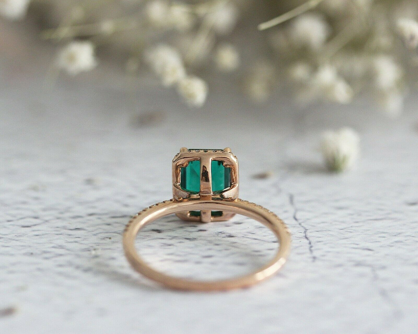 3 CT Green Emerald Diamond Accent Halo Women Engagement Ring 925 Sterling Silver