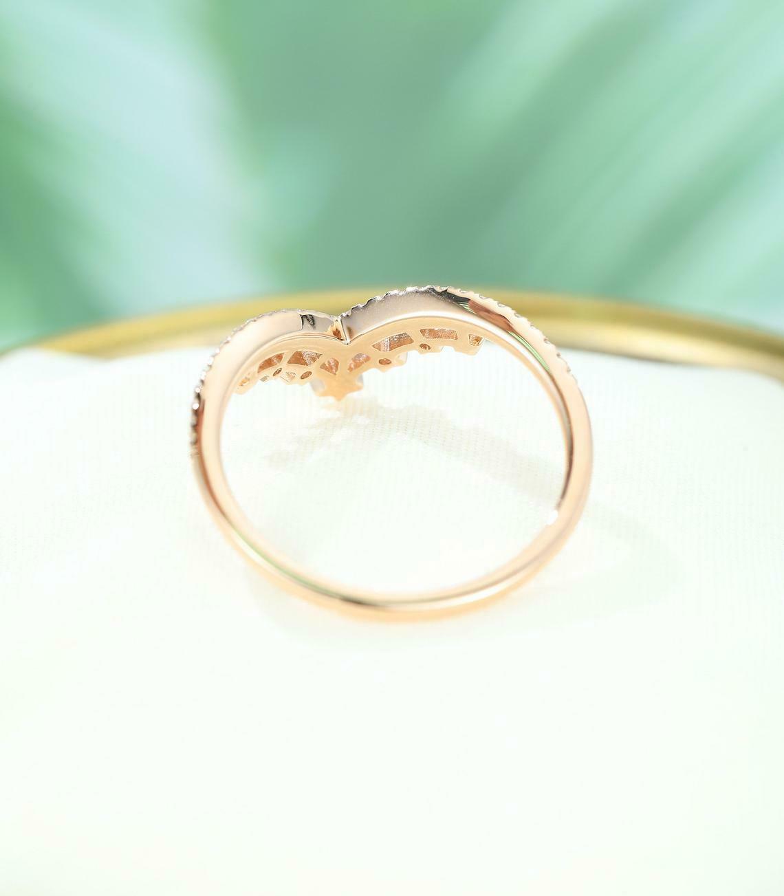 0.50 CT Round Cut Diamond Vintage Curved Wedding Band Ring 925 Sterling Silver