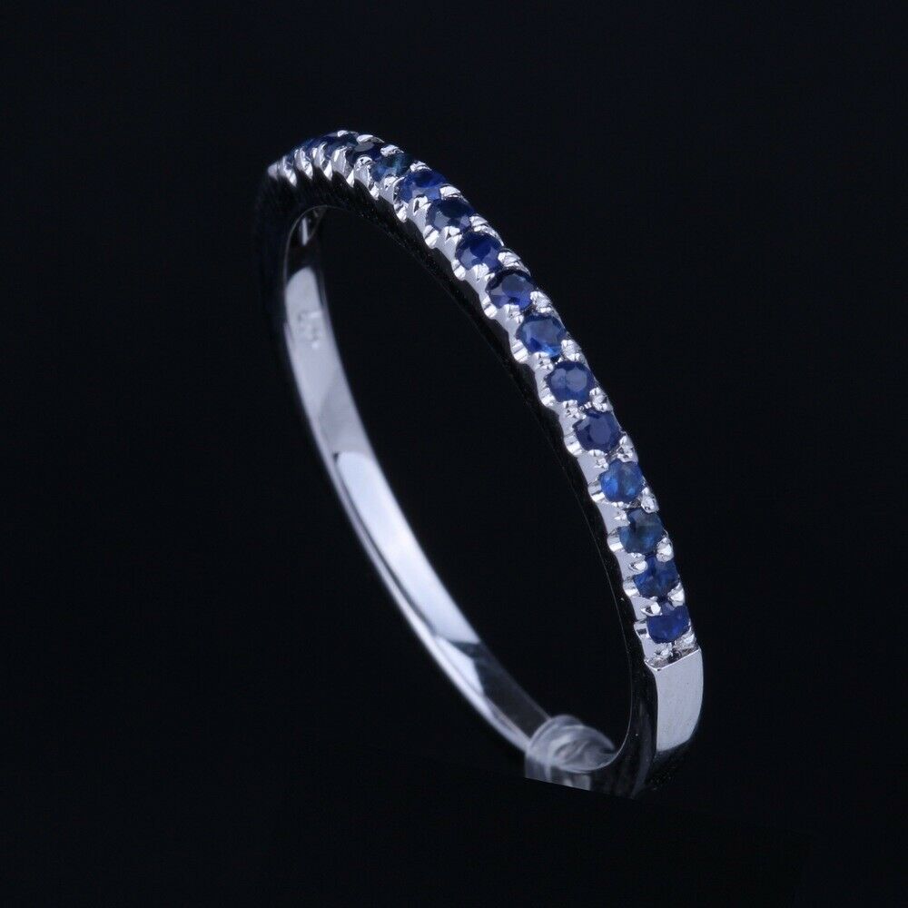 0.50 CT Round Cut Sapphire Diamond Anniversary Half Eternity Band Ring