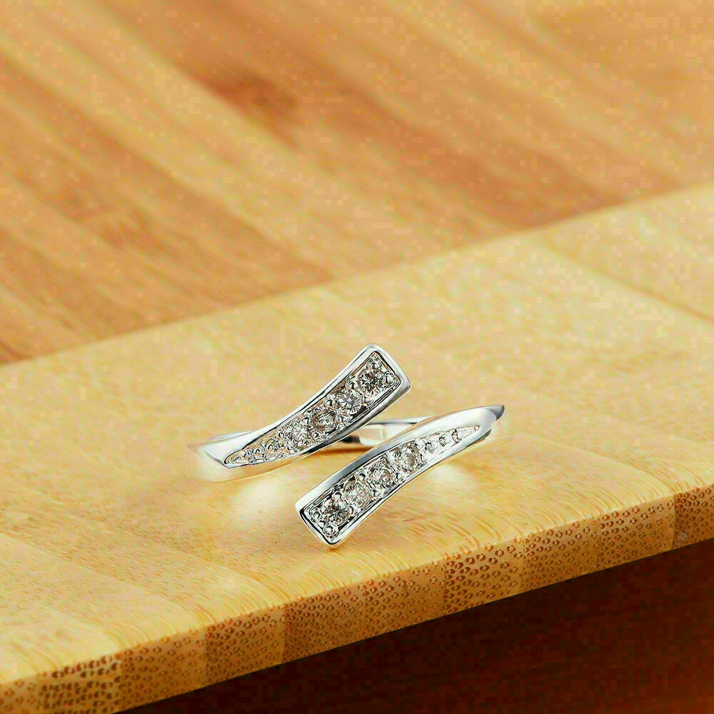 2 Ct Round Cut Diamond Bypass Women's Wedding Ring 925 Sterling Silver