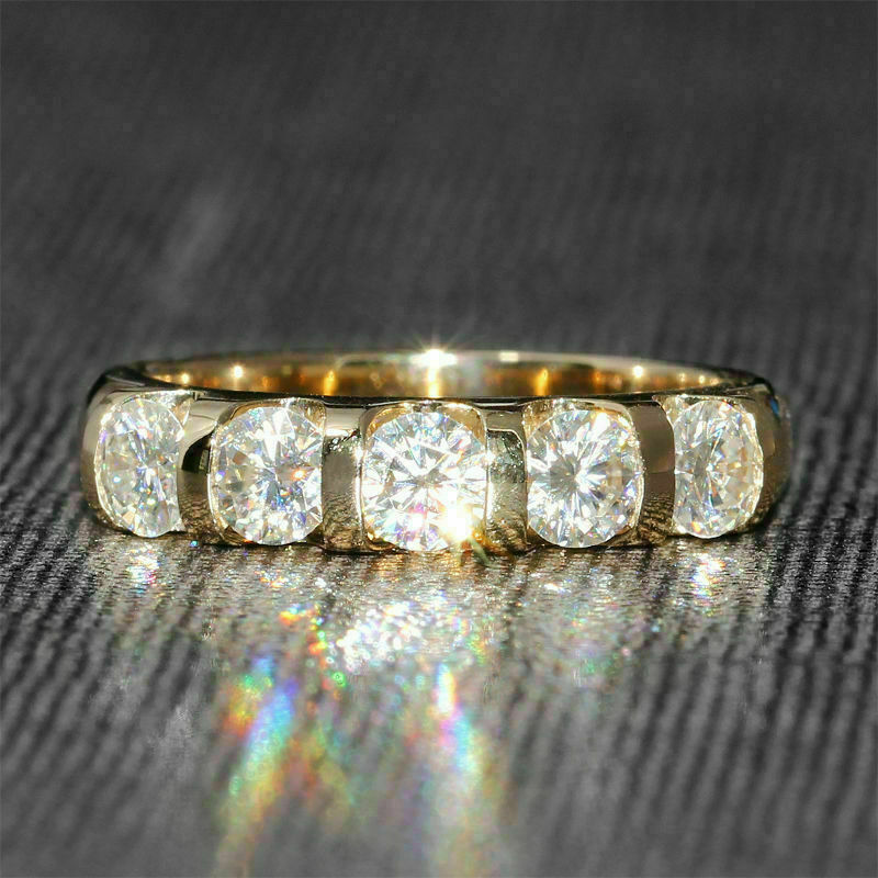 2 CT Round Cut Diamond Five-Stone Ring Christmas Gift 925 Sterling Silver - atjewels.in