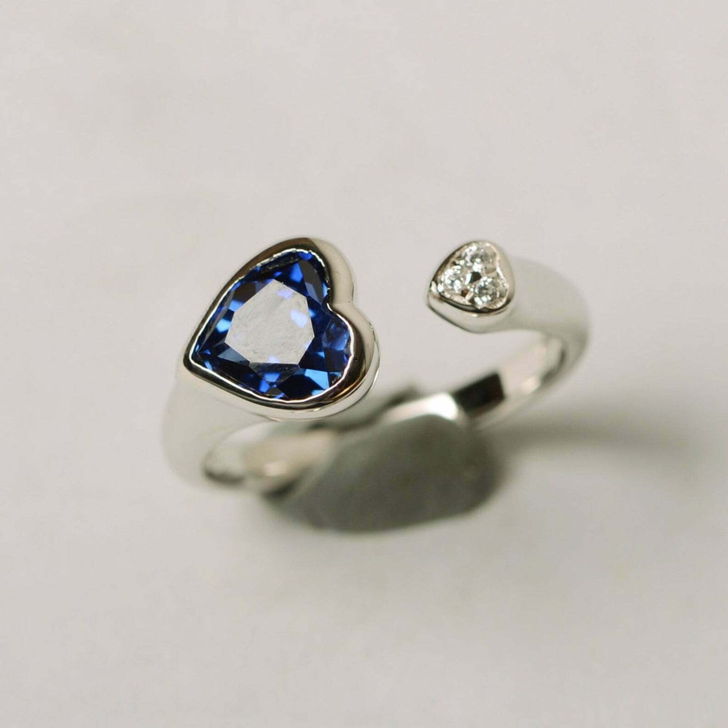 2 CT Heart Cut Sapphire Diamond 925 Sterling Silver Wedding Fine Bezel Set Ring