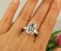 3 CT Emerald Cut White Diamond 925 Sterling Silver Engagement Ring
