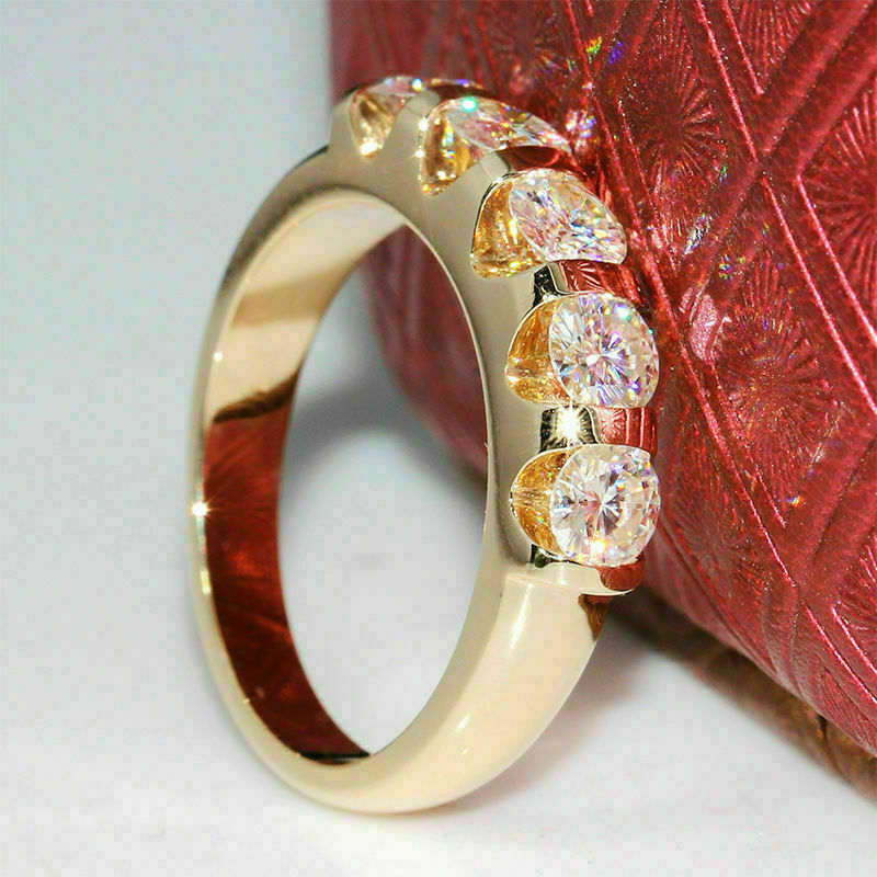 2 CT Round Cut Diamond Five-Stone Ring Christmas Gift 925 Sterling Silver - atjewels.in