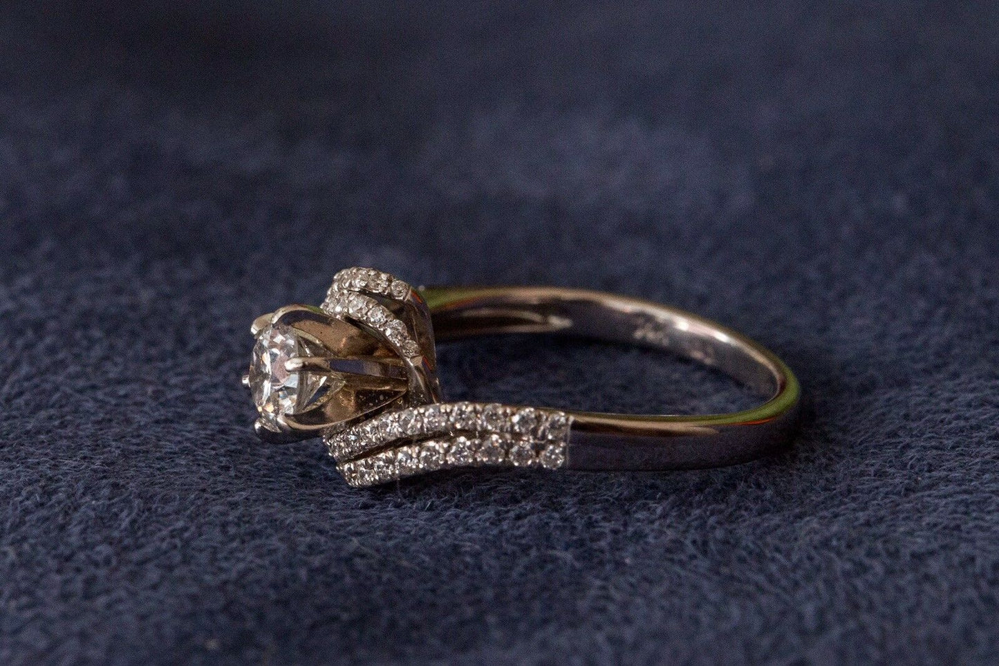 1 CT Round Cut Diamond 925 Sterling Silver Women's Wedding Bypass Ring