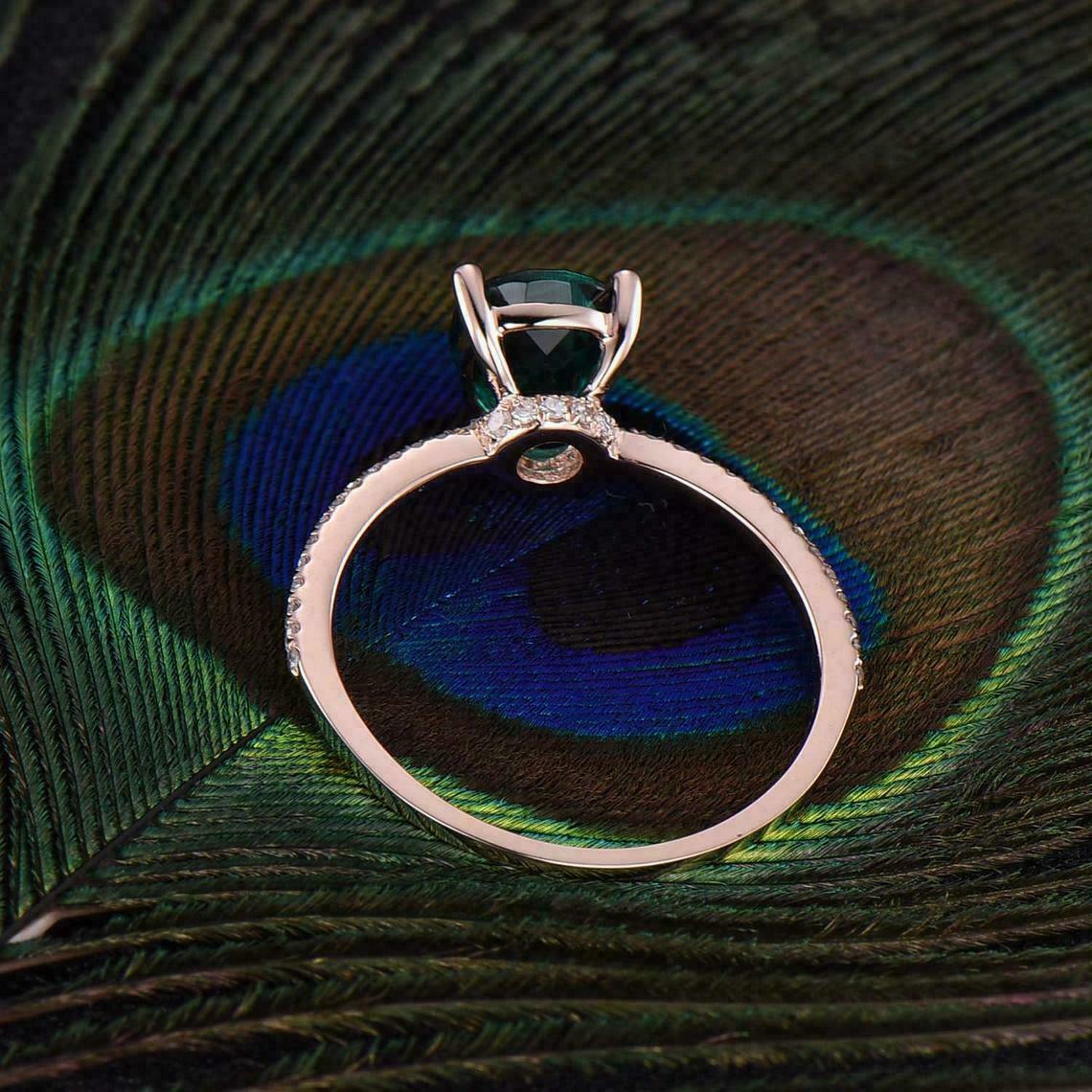 1 CT Pear Cut Green Emerald Diamond Solitaire Engagement Ring 925 Sterling Silver