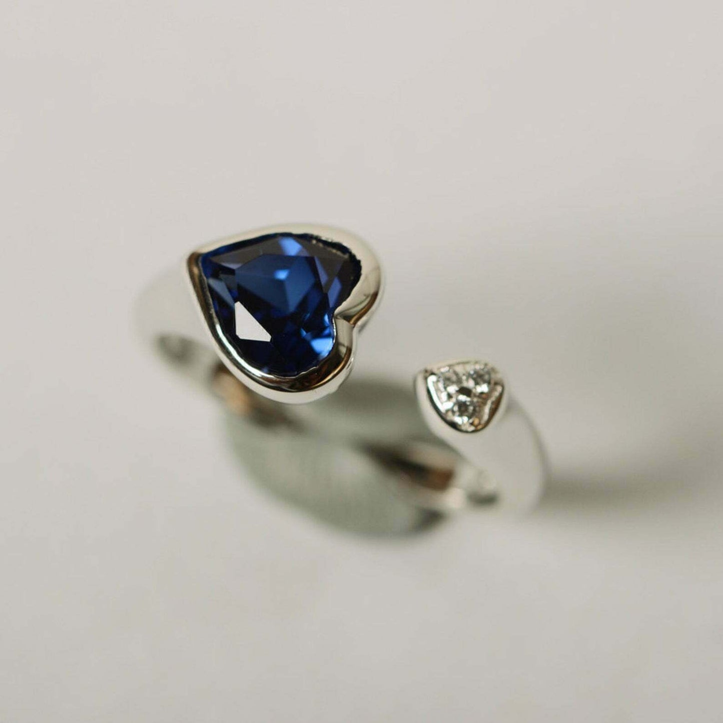 2 CT Heart Cut Sapphire Diamond 925 Sterling Silver Wedding Fine Bezel Set Ring