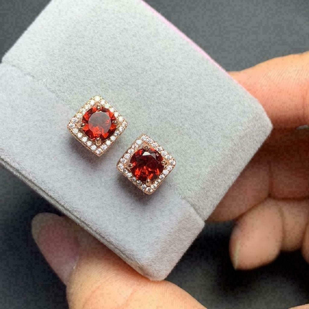 Abharan Casual Red Round Cut Stones Stud Earrings  VOYLLA