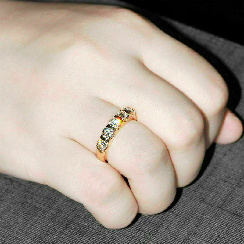 2 CT Round Cut Diamond Five-Stone Ring Christmas Gift 925 Sterling Silver - atjewels.in