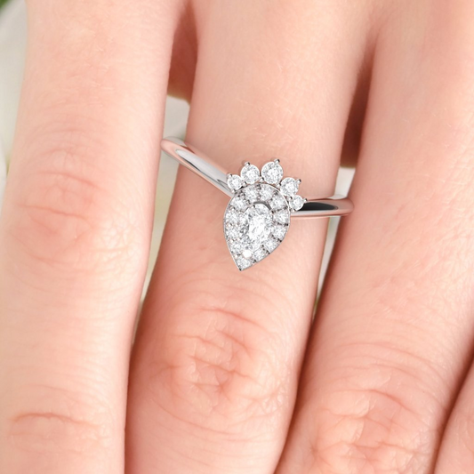 1 CT Pear Cut Diamond 925 Sterling Silver Women's Halo Engagement Ring