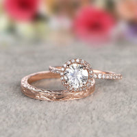 2 CT Round Cut Diamond Bridal Set Engagement Ring 925 Sterling Silver