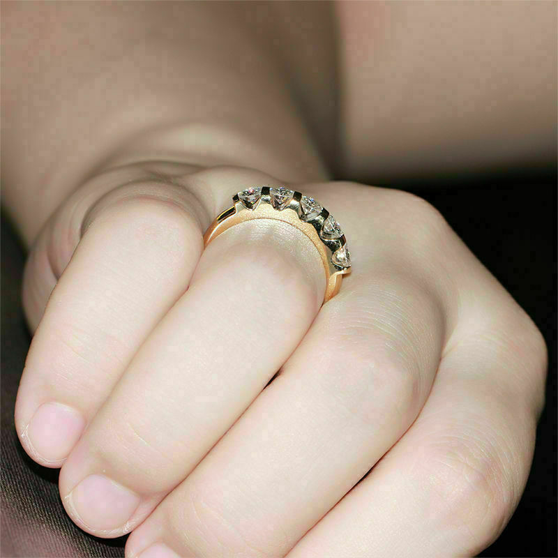 2 CT Round Cut Diamond Five-Stone Ring Christmas Gift 925 Sterling Silver - atjewels.in
