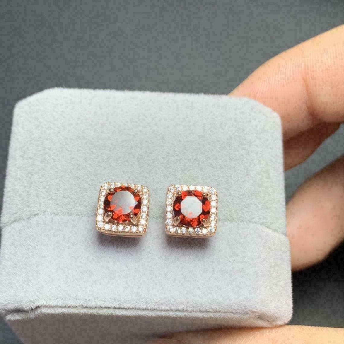 2 CT Round Cut Red Ruby Stud Women's Earrings Jewelry Gift 925 Sterling Silver