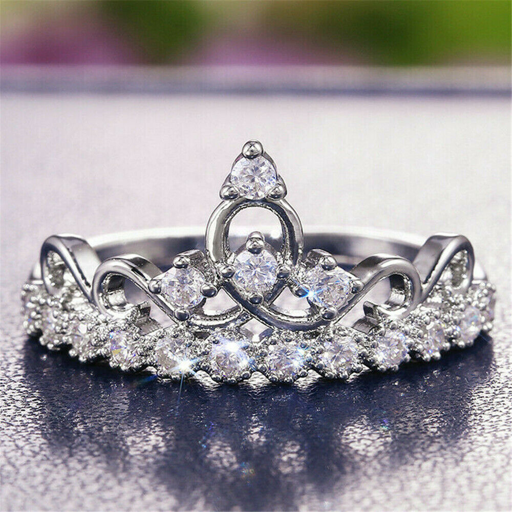 2Ct Round Cut Diamond Queens Crown Tiara Ring Bridal Set 14K Rose Gold –  HeartsAndYou