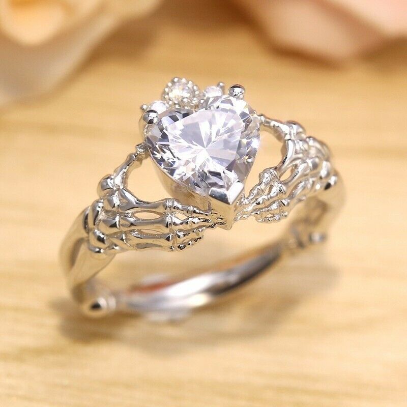 1 CT  Heart Cut White Topaz 925 Sterling Silver Jewelry Engagement Ring