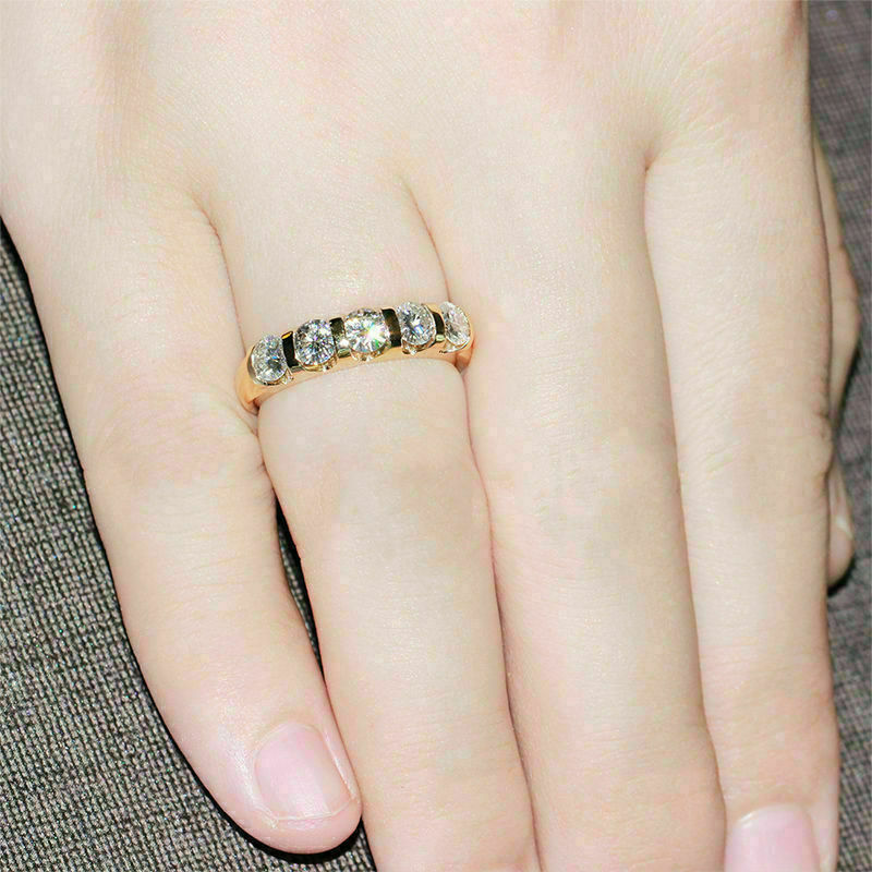 2 CT Round Cut Diamond Five-Stone Ring Christmas Gift 925 Sterling Silver - atjewels.in