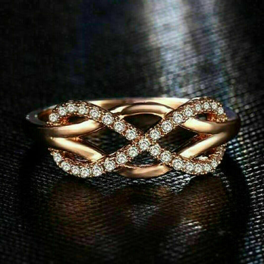 1 CT Round Cut Diamond 925 Sterling Silver Infinity Wedding Engagement Band Ring