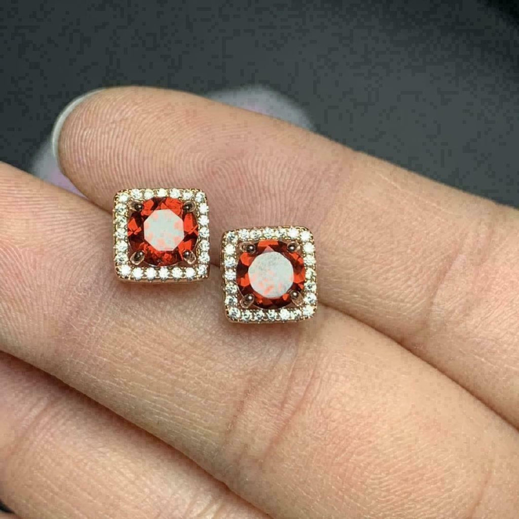 2 CT Round Cut Red Ruby Stud Women's Earrings Jewelry Gift 925 Sterling Silver