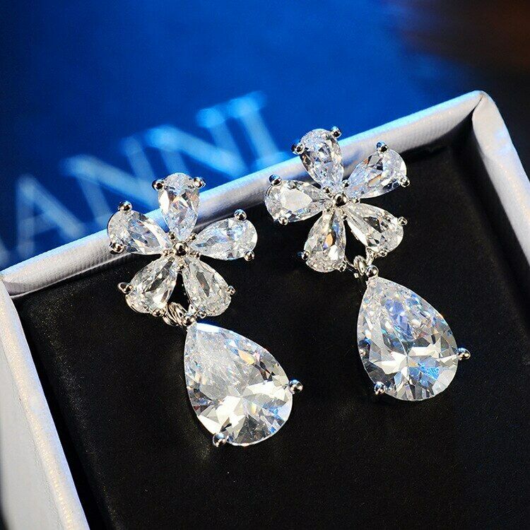 3 CT Pear Cut Diamond Drop / Dangal Beauty Earrings 925 Sterling Silver