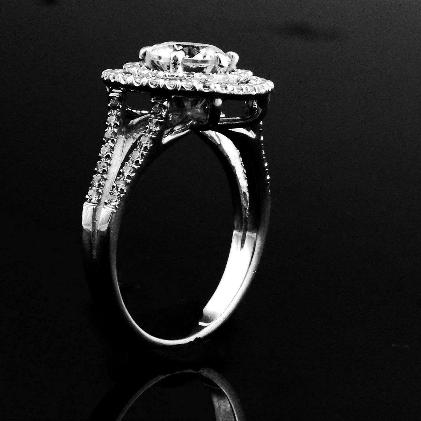 1.75 CT Round Cut Diamond 925 Sterling Silver Wedding Halo Split Shank Ring