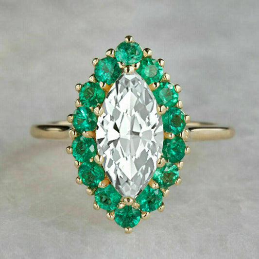 3 Ct Marquise Cut Diamond 925 Sterling Silver Women's Wedding Ring