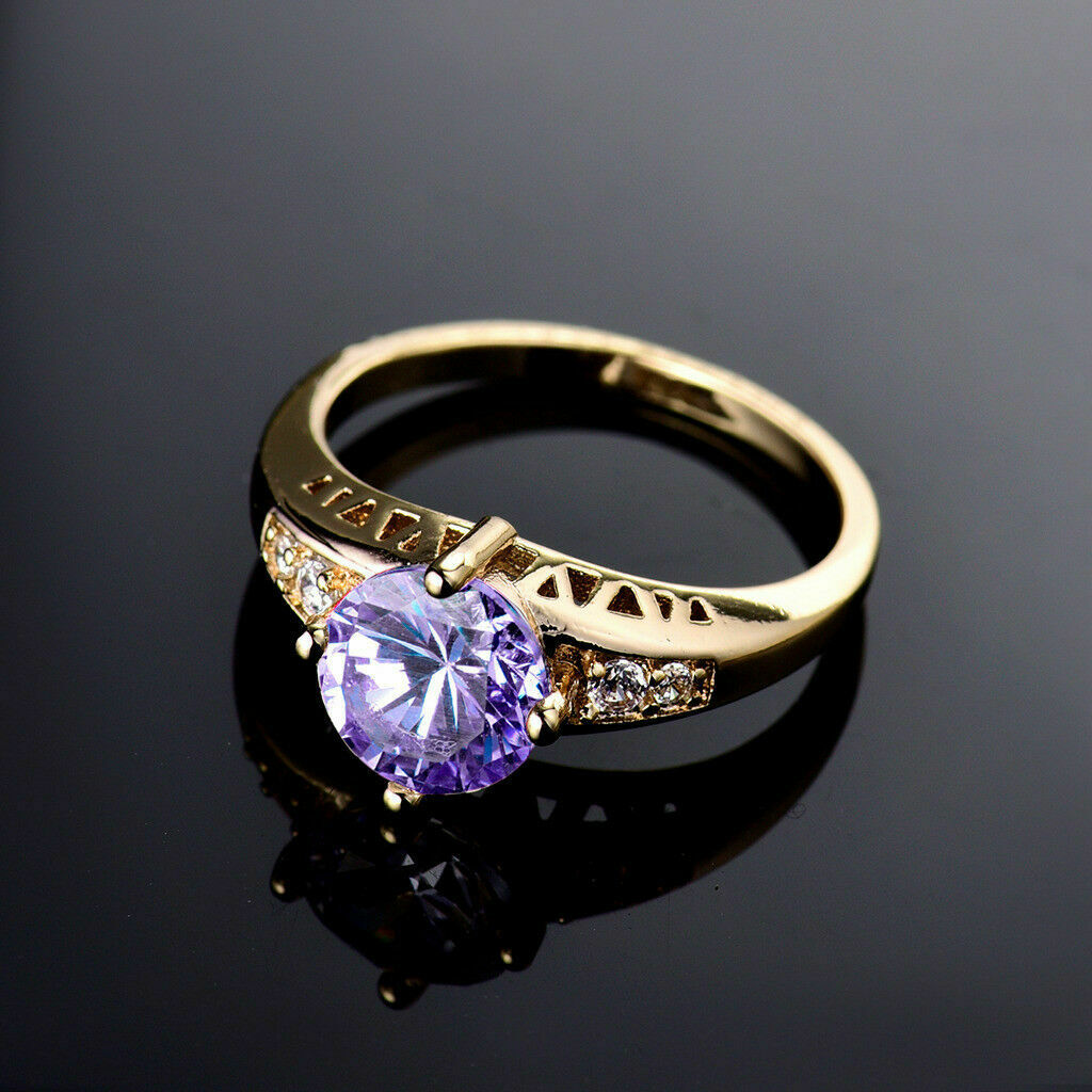 1 CT Brilliant Round Cut Amethyst Diamond Engagement Ring 925 Sterling Silver