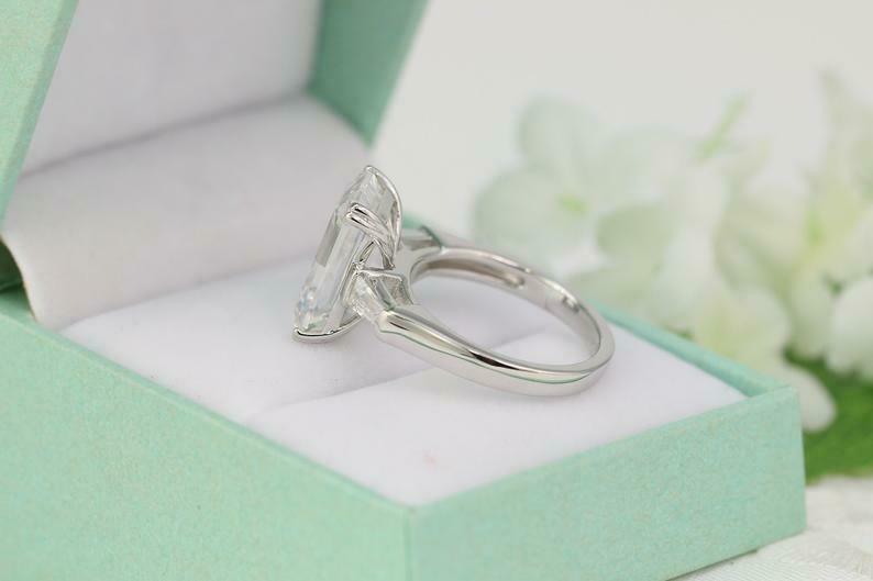 3 CT Emerald Cut White Diamond 925 Sterling Silver Engagement Ring