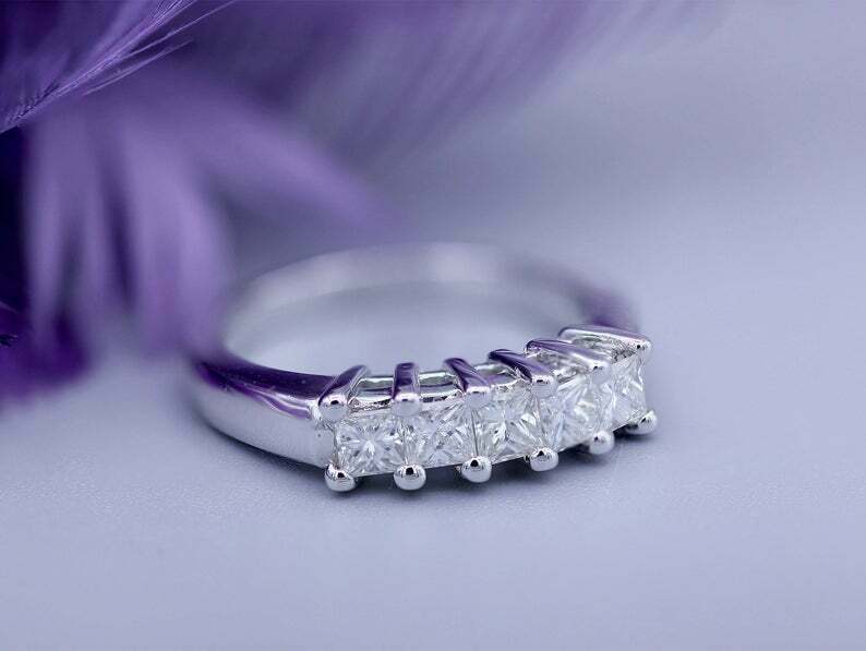 1.20 CT Princess Cut Diamond 5 Stone Engagement Ring 925 Sterling Silver - atjewels.in