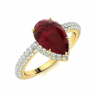 2 CT Pear Cut Ruby Diamonds 925 Sterling Silver Women’s Engagement Ring